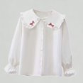 thumbnail image 1 of Xijirk Girls Shirts Elegant Long Sleeve Party Blouse Ruffled Button Down Shirt for School and Occasions,3-4 Years, 1 of 4