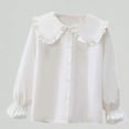 thumbnail image 1 of Xijirk Girls Shirts Elegant Long Sleeve Ruffle Blouse Formal Party Wear and School Button Down Shirt,3-4 Years, 1 of 4