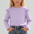 thumbnail image 1 of Xijirk Girls Shirts Ruffle Shoulder Long Sleeve Tee Casual Round Neck Blouse Top,9-10 Years, 1 of 5