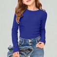thumbnail image 1 of Xijirk Girls Shirts Slim Fit Long Sleeve Ribbed Tee Stretch Casual Basic Comfortable Top Shirt for Kids,15-16 Years, 1 of 3