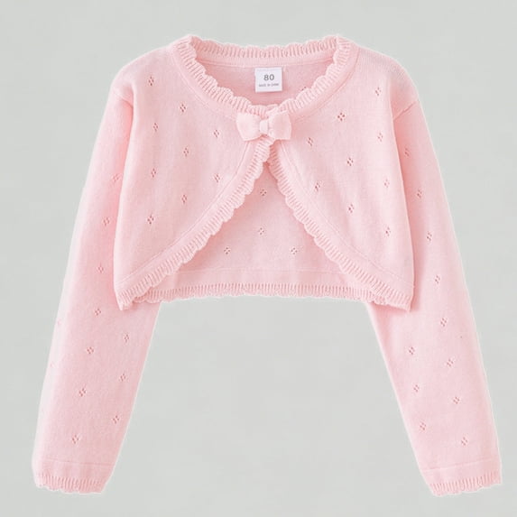 Xijirk Girls Shirts Soft Knit Bow Cardigan Sweater Long Sleeve Top Outerwear For Casual Comfortable Blouse,3-4 Years