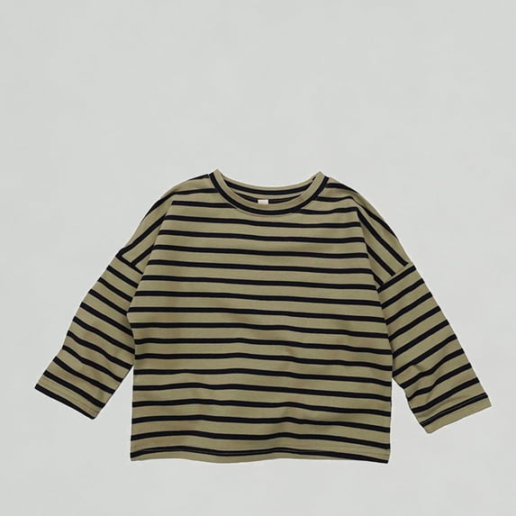 Xijirk Girls Shirts Striped Long Sleeve Casual Tee for Kids Comfortable Blend Top Playful Everyday Shirt,6-8 Years