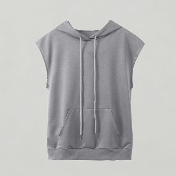 Xijirk Girls Sleeveless Solid Hooded Drawstring Pocket Short Sleeve Hoodie Vest Top,11-12 Years