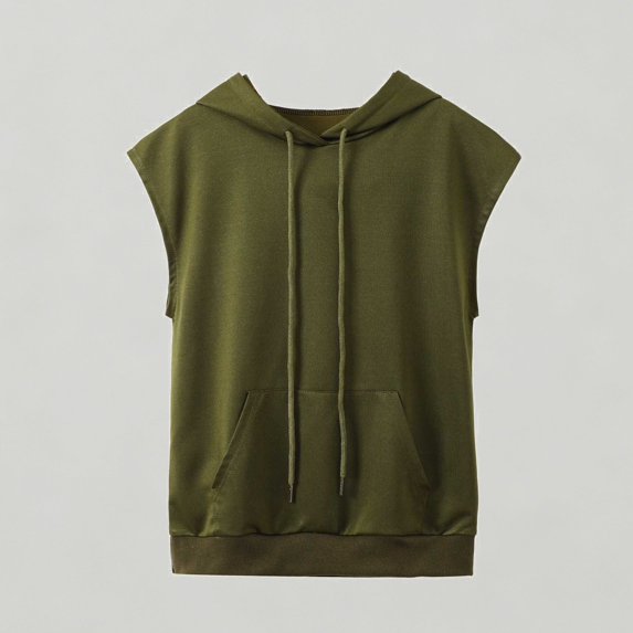 Xijirk Girls Sleeveless Solid Hooded Drawstring Pocket Short Sleeve Hoodie Vest Top,2-3 Years