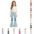 thumbnail image 1 of Xijirk Girls Solid Bell Bottom Pants Sanding Twill Leopard Lace Up Flare Trousers Casual Kids Bottoms Light Blue,15-16 Years, 1 of 4
