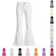 thumbnail image 1 of Xijirk Girls Solid Flare Bootcut Pants Sanding Twill Stretch Casual Everyday Trousers Size:13-14 Years, 1 of 6