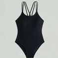 thumbnail image 1 of Xijirk Girls' Solid One-Piece Swimsuit Crisscross Strappy Back for Beach & Pool,16 Years, 1 of 7