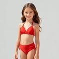thumbnail image 1 of Xijirk Girls' Solid Two-Piece Bikini Set Halter Triangle Top & Side-Tie Bottom for Summer Beach,10-11 Years, 1 of 6