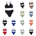 thumbnail image 1 of Xijirk Girls Sporty Two-Piece Swimsuit Ribbed Wrap Bikini Set Swimwear Summer Outdoor Play,10-12 Years, 1 of 3