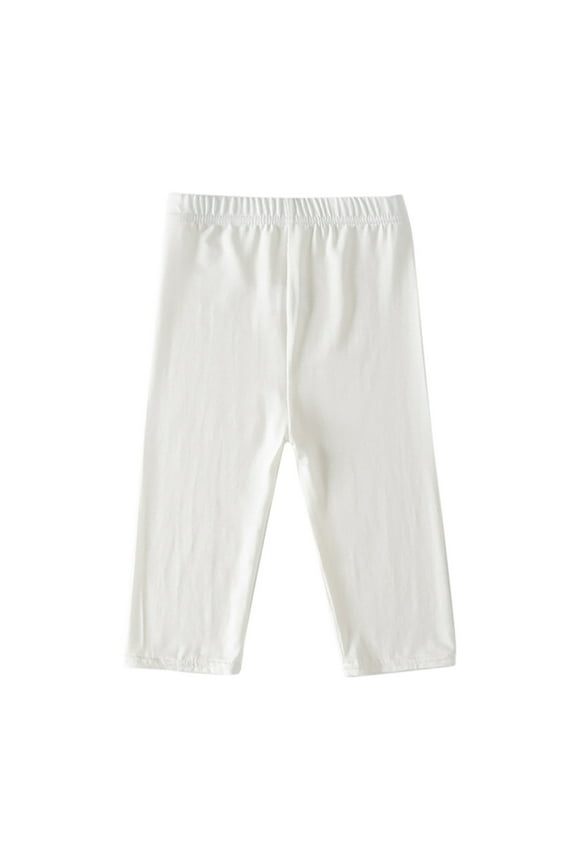 Girls Sweatpants,Athletic Shorts Capri Leggings Kids Running Pants Shorts Workout Tights Cropped Pants for Sports Play Comfortable,Girls Pants,01 White,2-3 Years