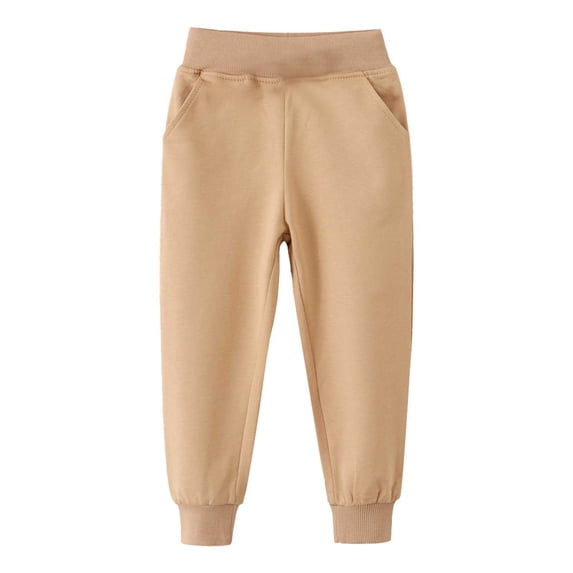 Xijirk Girls Sweatpants,Autumn Winter Style Long Pants Sports Elastic Childrens Pants Comfortable Stretchy Bottoms for Play School Daily Wear,Girls Pants,02 Khaki,2-3 Years