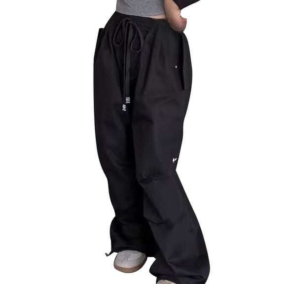 Xijirk Girls Sweatpants,Cargo Pants Fashion Design Casual Trousers for Children Autumn Playwear with Pockets Loose Fit Kids Bottoms,Girls Pants,07 Black,6-7 Years