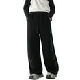 thumbnail image 1 of Xijirk Girls Sweatpants,Kids Girls Wide Leg Sweatpants High Elastic Waist Pants Drawstring Casual Straight Leg Jogger Sweatpants with Pocket Comfortable,Girls Pants,07 Black,6-7 Years, 1 of 9