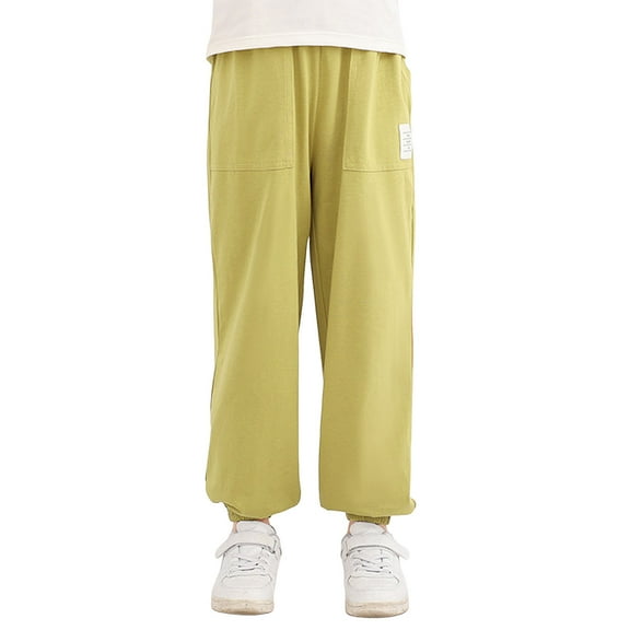 Xijirk Girls Sweatpants,Sweatpants Sports Elastic Childrens Pants Soft Comfortable Stretchy Pants for Play and Casual Wear,Girls Pants,02 Light Green,9-10 Years