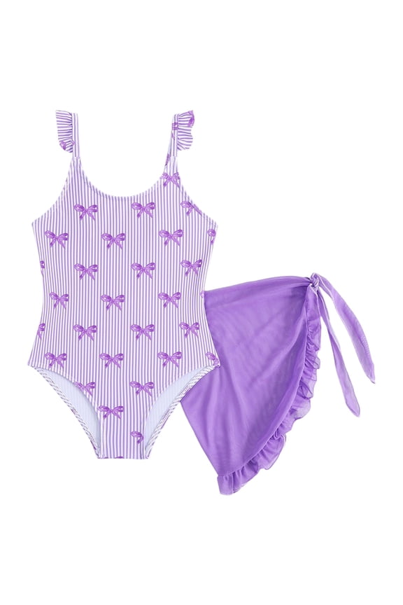 Girls Swimsuit,Girls Bikini Swimsuit Backless Tankini Cute Design Swimwear Bikini for Toddler Youth Summer Beach Pool,Tankini Swimsuits,4-5 Years,Purple
