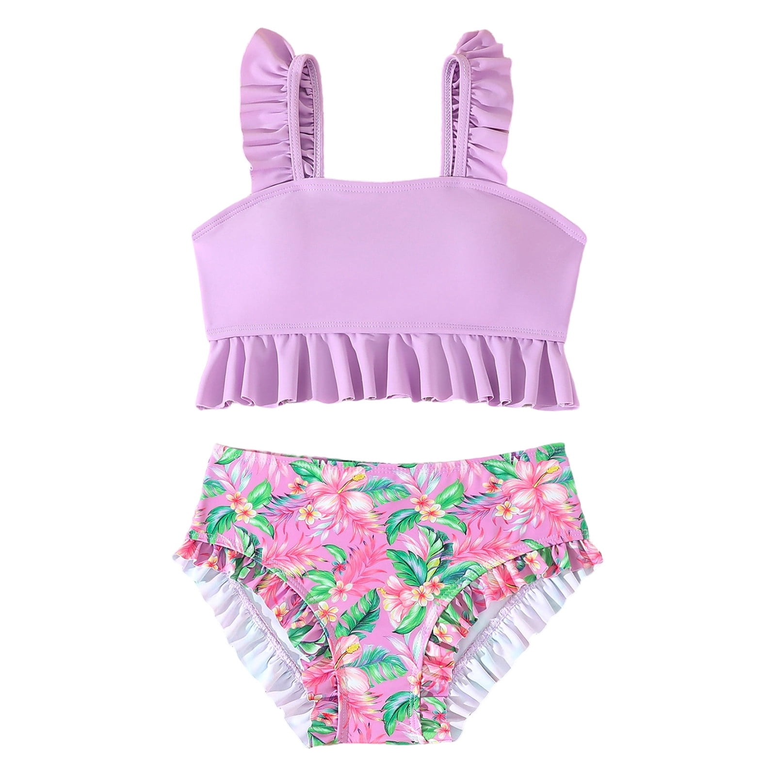 Xijirk Girls Swimsuit,Girls Two Piece Swimwear Floral Print Tankini