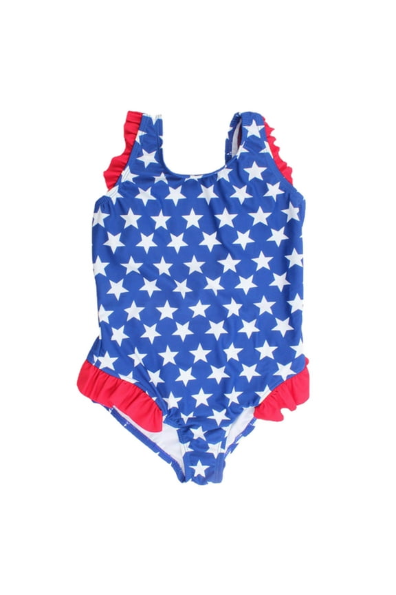 Girls Swimsuit,Toddler Girls Patriotic One Piece Swimsuit Stars and Stripes Print Comfortable Bathing Suit for Beach Pool Water Play,Tankini Swimsuits,Blue,3-4 Years