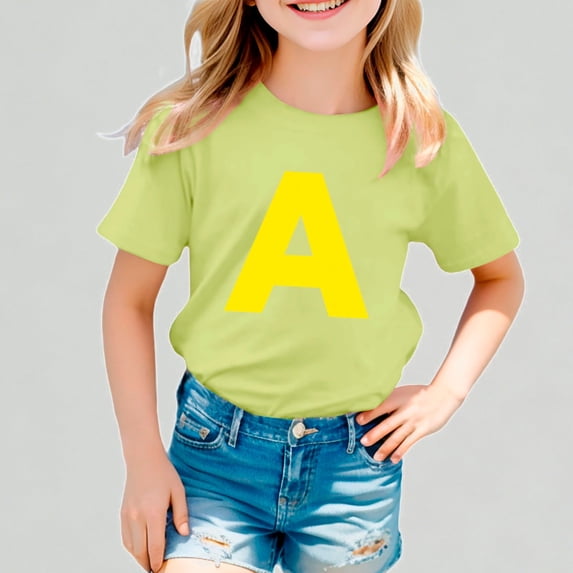 Xijirk Girls T Shirts Short Sleeve Graphic Letter Print Tee Casual Comfortable Daily Wear Tops For Children,7-8 Years