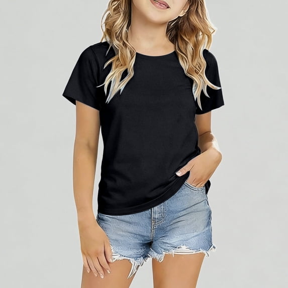Xijirk Girls T Shirts Short Sleeve Ice Silk Top Breathable Lightweight Basic Tee Casual Wear,2-3 Years