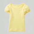 thumbnail image 1 of Xijirk Girls T Shirts Soft Puff Sleeve Tee Casual Short Sleeve Top Comfortable Blouse,4-5 Years, 1 of 4