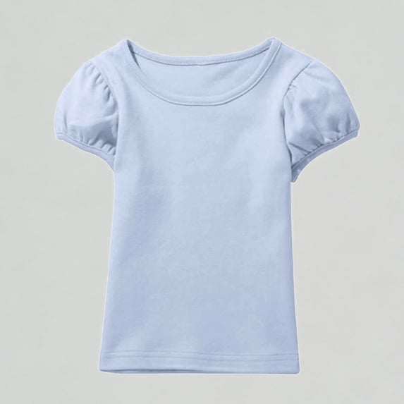 Xijirk Girls T Shirts Soft Puff Sleeve Tee Casual Short Sleeve Top Comfortable Blouse,9-10 Years