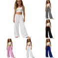 thumbnail image 1 of Xijirk Girls Wide Leg Pants Elastic Waist Lightweight Casual Jogger Double Layer Pleated Sportswear,5-6 Years, 1 of 5