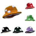 thumbnail image 1 of Xijirk Hand Crochet Bucket Hat with Plush Lining 3D Floral Appliques Wide Curved Brim Windproof Warm Fisherman Headwear for Autumn Winter Daily Outdoor Street Matching,Yellow,One Size, 1 of 4