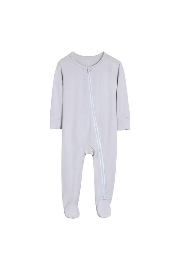 Footed Sleeper Long Sleeve Zipper Jumpsuit Romper Pajamas One Piece Comfortable Nightwear for Baby Boys and Girls Cozy Sleepwear,Grey,0-3 Months