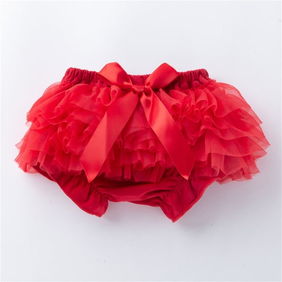 Xijirk Girls' Layered Tulle Bloomers Solid Color Ruffle Shorts for Spring & Summer,6-12 Months