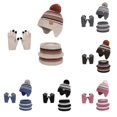 thumbnail image 1 of Xijirk Kids Boys Girls Striped Knit Earflap Hat Paired with Neck Warmer and Touchscreen Gloves for Winter Wear, 1 of 3