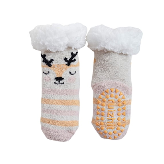 Xijirk Kids Christmas Fuzzy Socks Sherpa Non Gripper Socks Warm Winter Crew Socks for Indoor Home Wear,12-18 Months