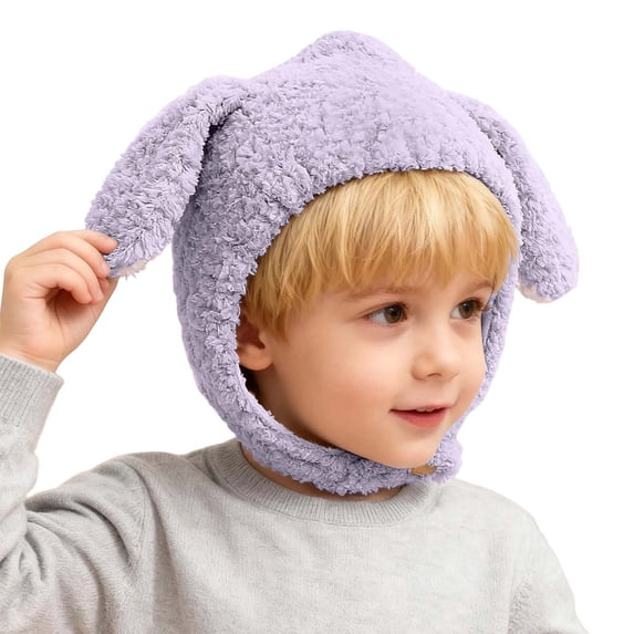 Xijirk Kids Fluffy Lamb Big Long Ear Plush Earflap Hat Adjustable Snap Closure Winter Hat Grey,6 Months-3 Years