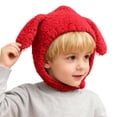 thumbnail image 1 of Xijirk Kids Fluffy Lamb Big Long Ear Plush Earflap Hat Adjustable Snap Closure Winter Hat Red,6 Months-3 Years, 1 of 4