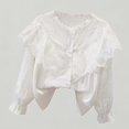 thumbnail image 1 of Xijirk Kids Girls Long Sleeve Party Blouse Elegant Ruffled Button Down Shirt for School,11-12 Years, 1 of 4