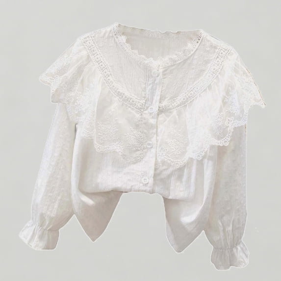 Xijirk Kids Girls Long Sleeve Party Blouse Elegant Ruffled Button Down Shirt for School,11-12 Years