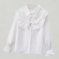 thumbnail image 1 of Xijirk Kids Girls Long Sleeve Party Blouse Elegant Ruffled Button Down Shirt for School,9-10 Years, 1 of 4
