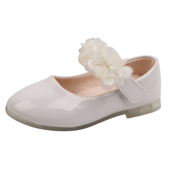 Xijirk Kids Girls Shoes Lace Design Elegant Style Leather Upper Comfortable Footwear Stylish Dance Shoes For Party Wear,Beige,3.5-4 Years