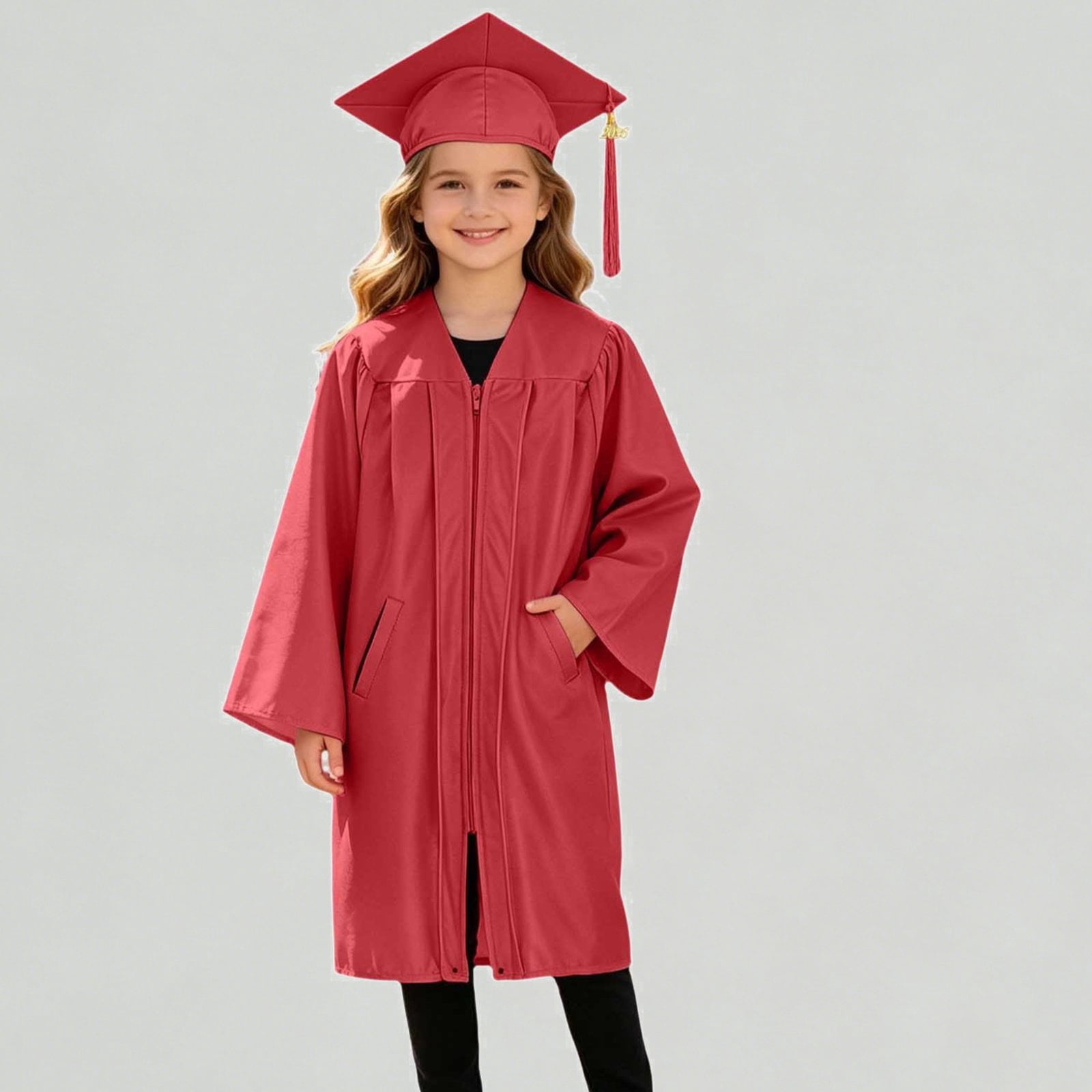 Xijirk Kids Graduation Cap and Gown Set with Pockets, Formal Academic ...