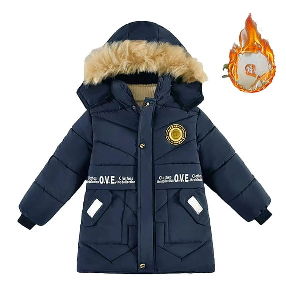 Xijirk Kids Jackets,Boys Winter Thick Padded Jacket Long Children's Winter Coat Boys and Girls Warm Padded Jacket,Size 6-7 Years