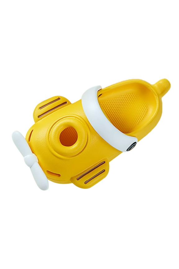 Xijirk Kids Slides Cute Airplane Cartoon Design Soft Sole Closed Toe Shoes for Home Indoor Bathroom Play Boys And Girls,Yellow,2.5-3 Years
