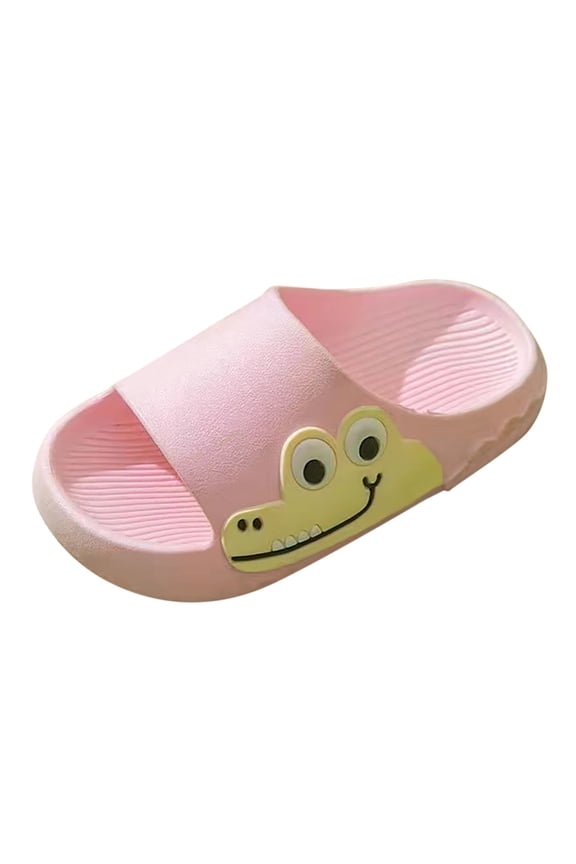 Kids Slides Cute Cartoon Design Soft Thick Sole Open Toe Shoes for Summer Beach Outdoor Play Boys And Girls,Red,3.5-4 Years