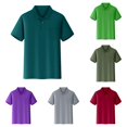 thumbnail image 1 of Xijirk Kids Solid Chest Pocket Collared Short Sleeve Half Button Polo Shirt Back to School Uniform Casual Basic Tee Top 9-10 Years,Dark Green, 1 of 3