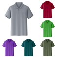 thumbnail image 1 of Xijirk Kids Solid Chest Pocket Collared Short Sleeve Half Button Polo Shirt Back to School Uniform Casual Basic Tee Top 9-10 Years,Grey, 1 of 3