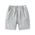 thumbnail image 1 of Xijirk Kids Solid Color Elastic Waist Shorts for Girls Boys Loose Fit Breathable Soft Lightweight Casual Summer Wear for Kids,Z02 Grey,12-18 Months, 1 of 4