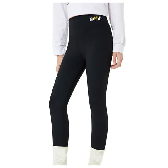 Xijirk Kids Solid Color Pants Leggings High Waisted Slim Fit Yoga Pants Stretchy Comfortable Bottoms for Play and Casual Wear,Z02 Black,14-16 Years