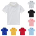 thumbnail image 1 of Xijirk Kids Solid Two Button Half Placket Short Sleeve Collared Polo Shirt Back to School Uniform Casual Basic Tee Top 6-7 Years,White, 1 of 4