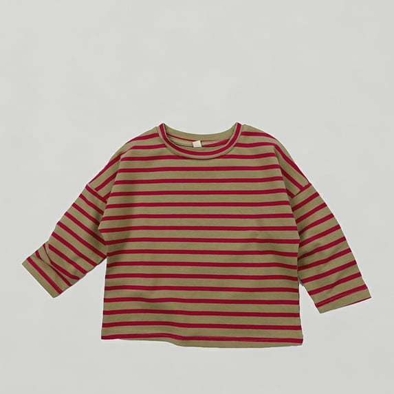 Xijirk Kids Striped Long Sleeve T-Shirt Crew Neck Casual Top for Boys & Girls,3-5 Years