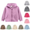 thumbnail image 1 of Xijirk Kids Toddler Girls Solid Thick Full Zip Hoodie with Protective Zipper Garage and Pockets for School and Daily Wear,2-3 Years, 1 of 4