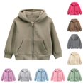 thumbnail image 1 of Xijirk Kids Toddler Girls Solid Thick Full Zip Hoodie with Protective Zipper Garage and Pockets for School and Daily Wear,6-7 Years, 1 of 4