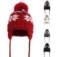 thumbnail image 1 of Xijirk Kids Winter Knit Hat with Pom Pom and Ear Flaps for Cold Weather and Outdoor Play,One Size, 1 of 3